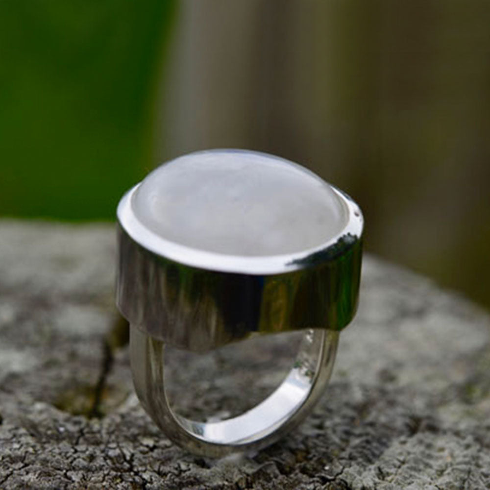 Spirit Large Moonstone Ring in Forged Bezel Setting