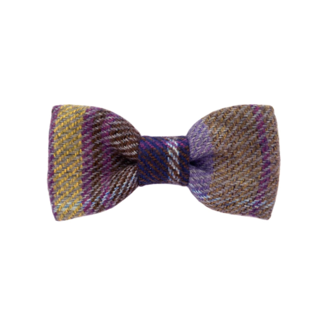 Teddy Maximus Cambridge Dog Bow Tie in Purple Plaid