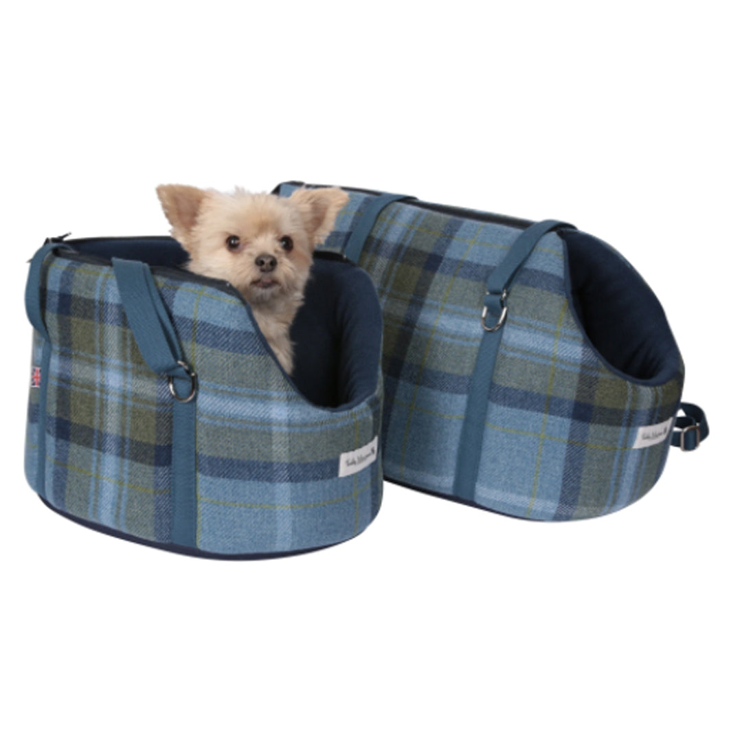 Teddy Maximus Cotswold Dog Carrier in Blue Plaid