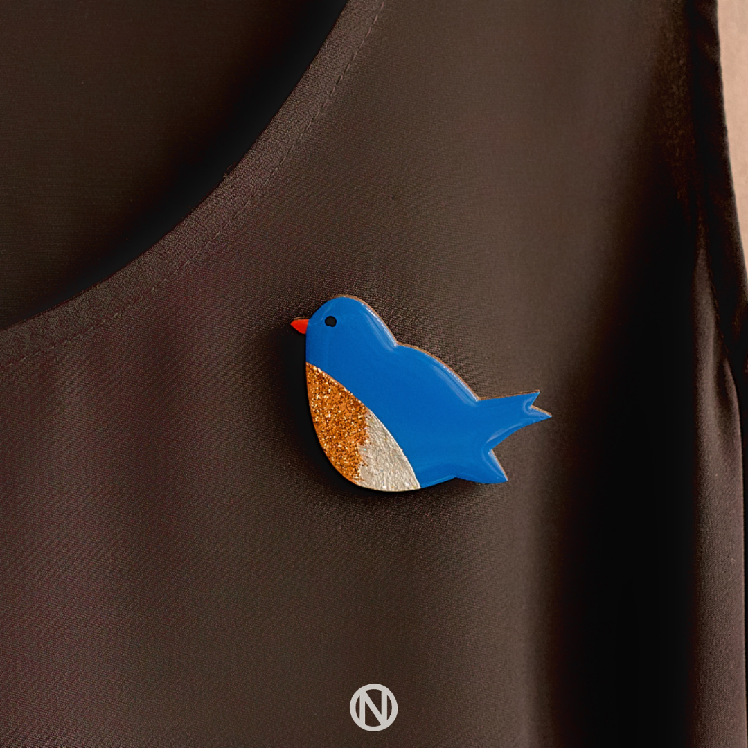 Naoi Bird Pin Booch in Blue (2)