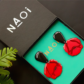 Naoi Poppies Statement Earrings in Red (3)