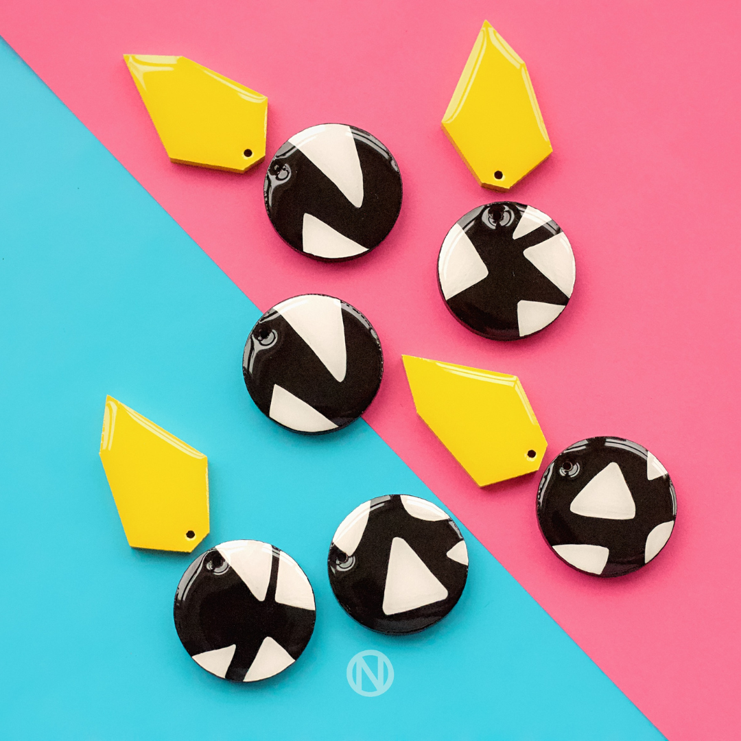 Naoi Monochrome Statement Earrings in Yellow and Black (4)