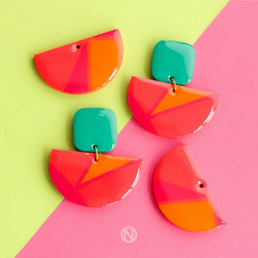 Naoi Vivid Statement Earrings in Red and Green (3)