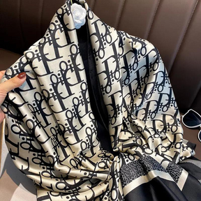 Geometry Printed Silk Scarves in Black