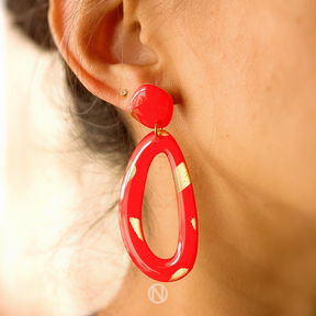 Naoi Statement Earrings in Red and Gold (3)