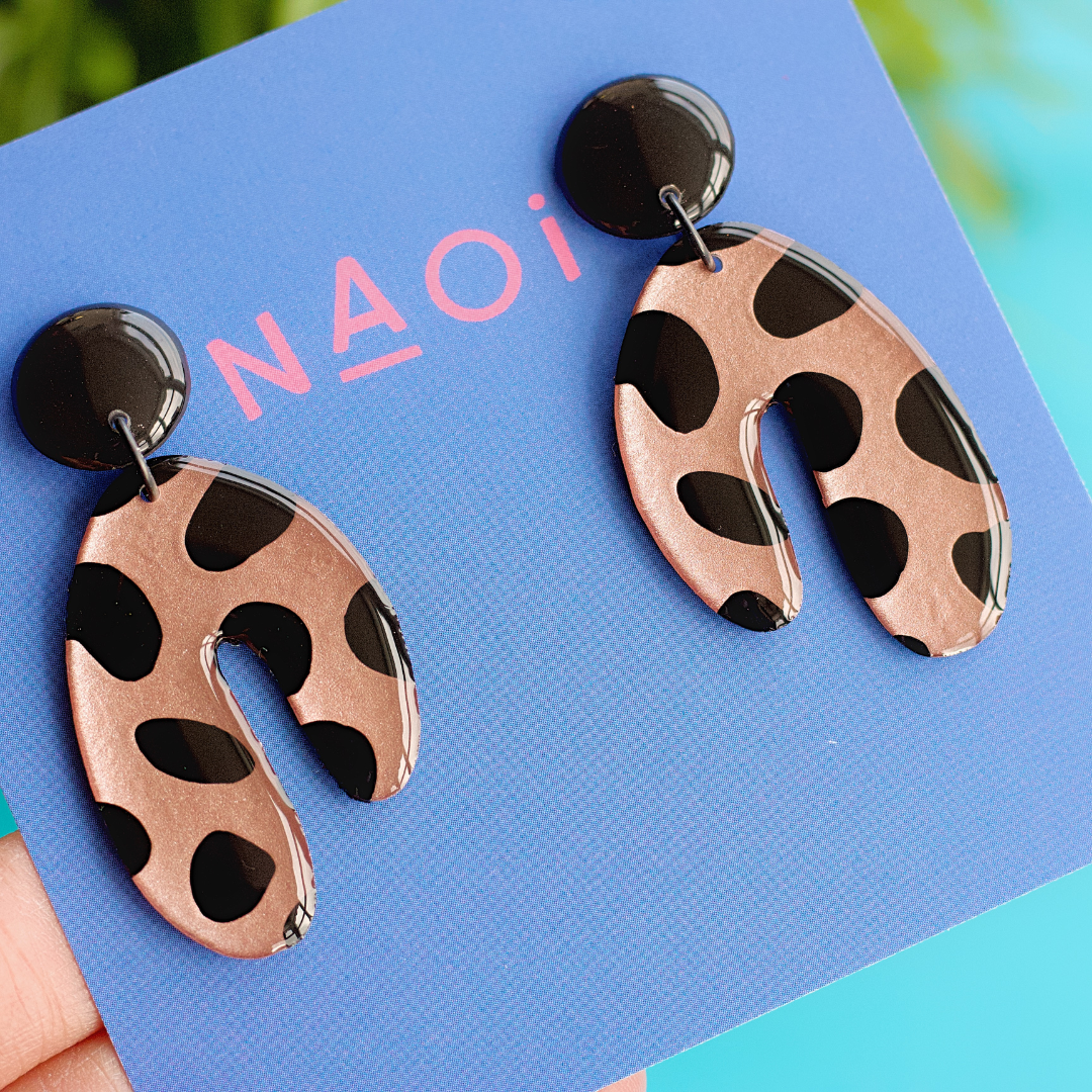 Naoi Cheetah Statement Earrings in Rose Gold (2)