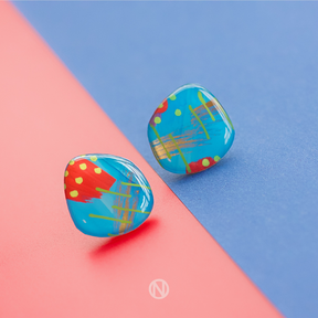 Naoi Abstract Stud in Blue