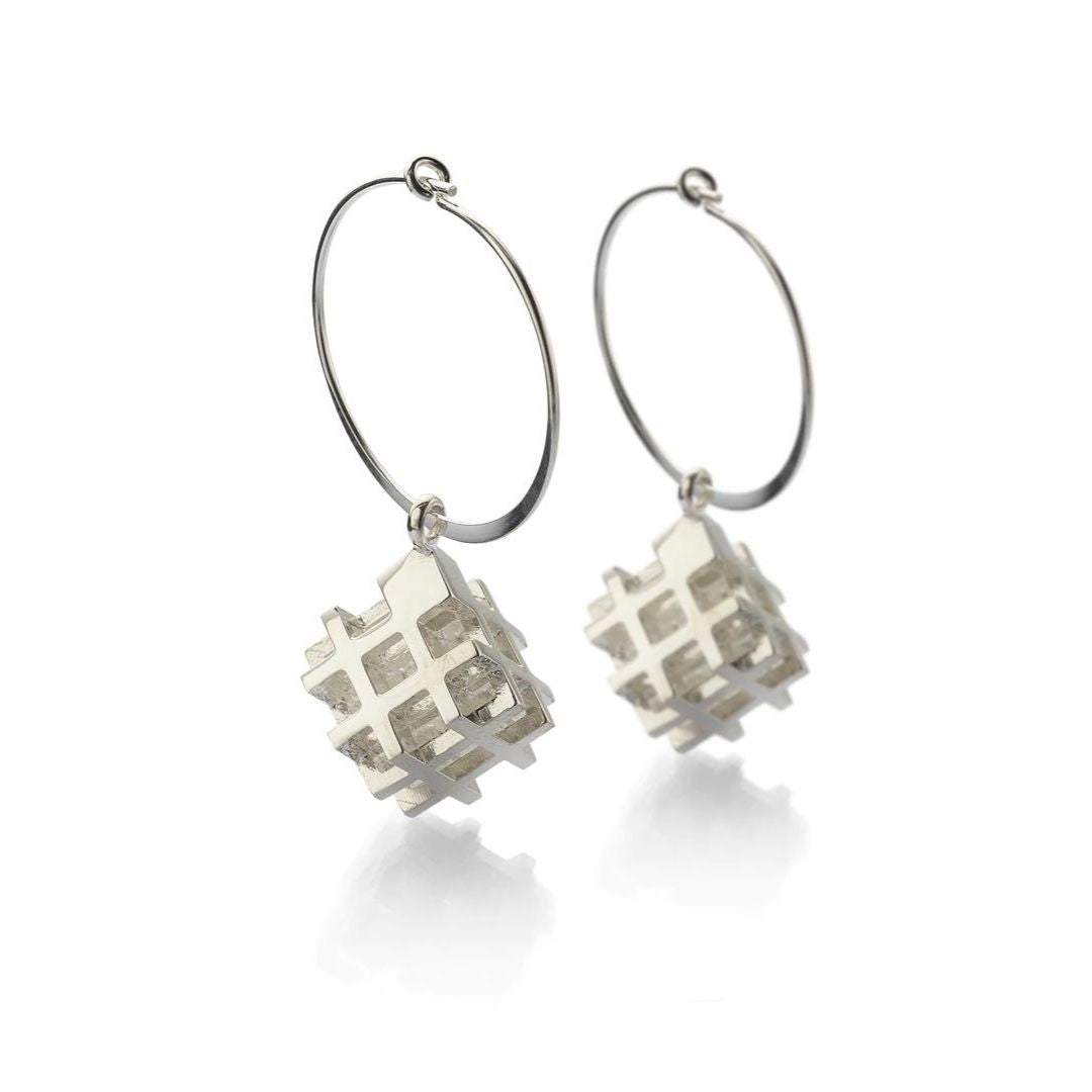 Vanessa Ree 3D# Hoops Earrings in Silver