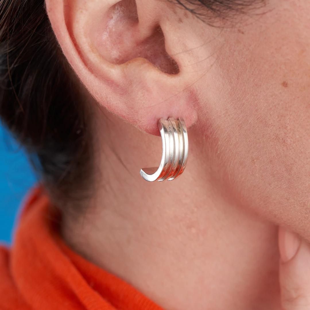 Vanessa Ree Concentric Circles Earrings in Silver