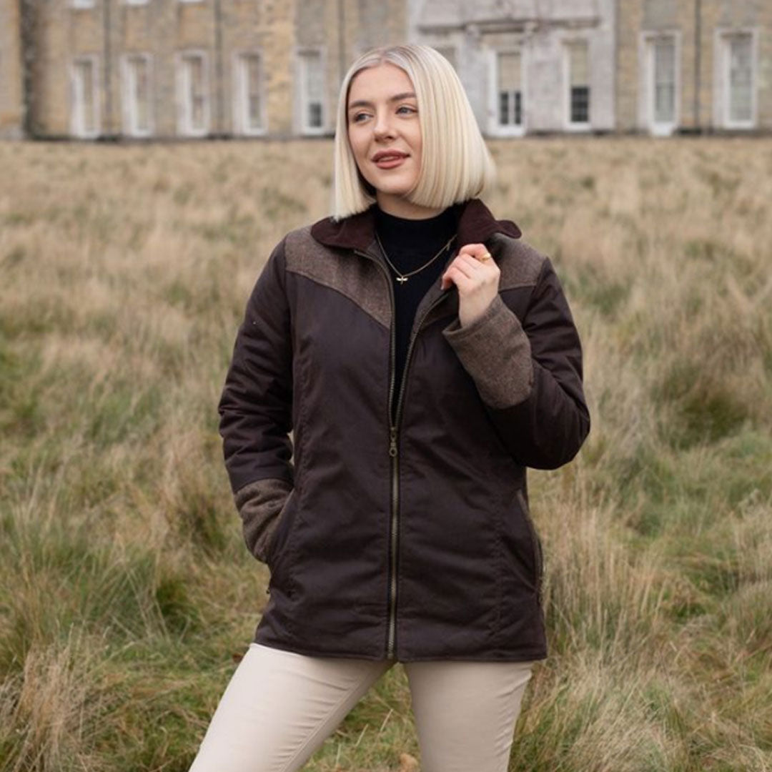 WG Women's Burghley Wax Jacket in Herringbone