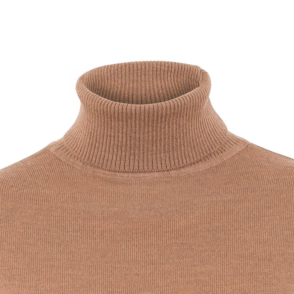 Welligogs Women's Merino Wool Roll Neck Jumper in Camel
