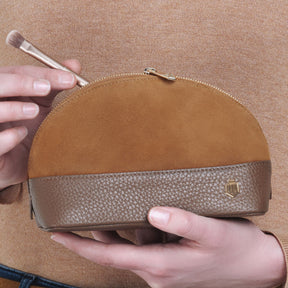 Fairfax & Favor Chiltern Leather & Suede Cosmetic Bag in Tan