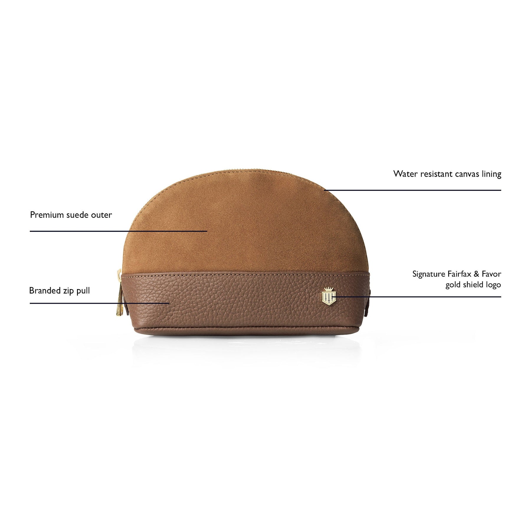 Fairfax & Favor Chiltern Leather & Suede Cosmetic Bag in Tan