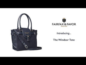 Fairfax & Favor Windsor Suede Tote Handbag in Tan & Navy